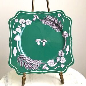 Anthropologie Handpainted Glazed Dinner Plate Mushrooms New With Tag